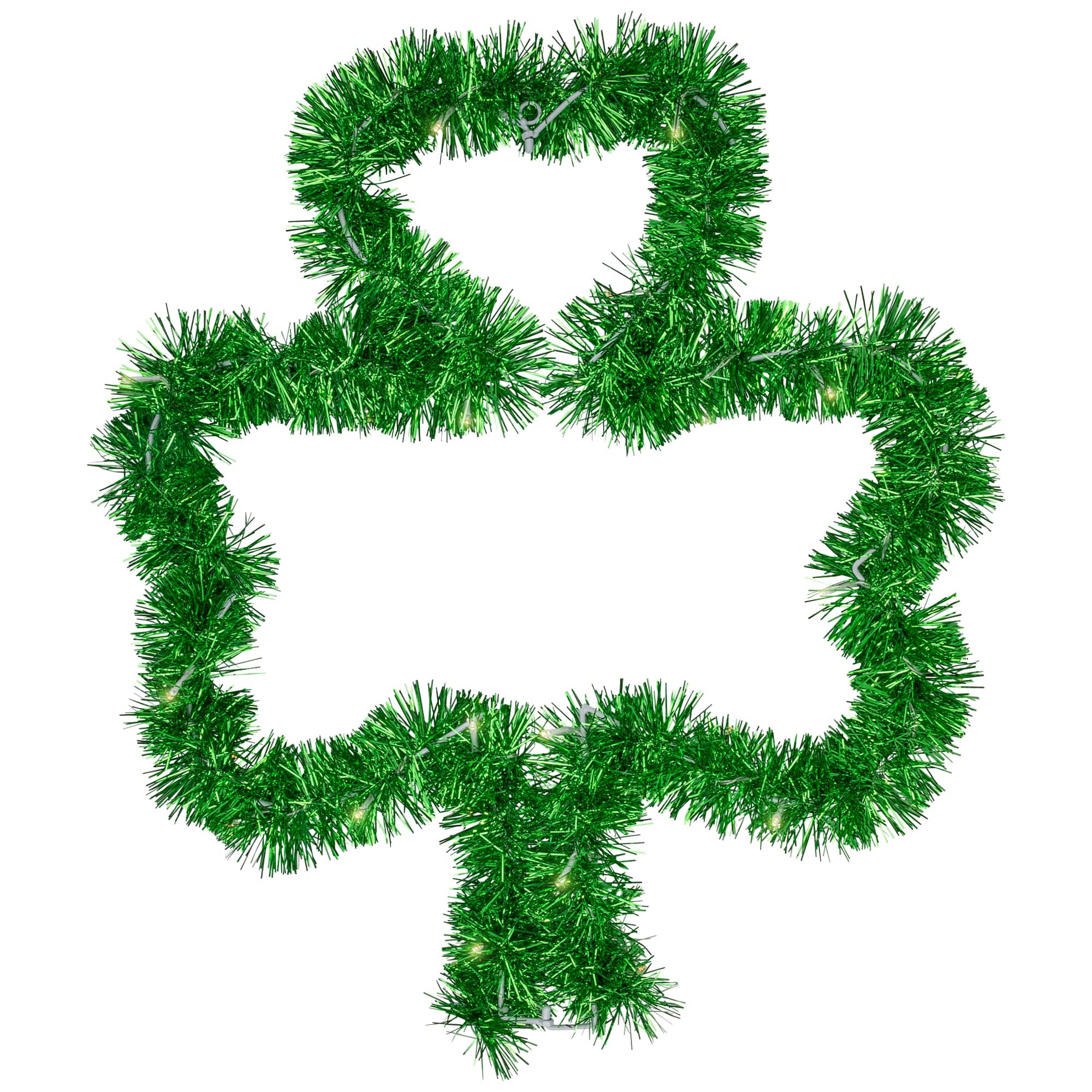 25" Green LED Lighted Tinsel Shamrock St. Patrick's Day Window Silhouette